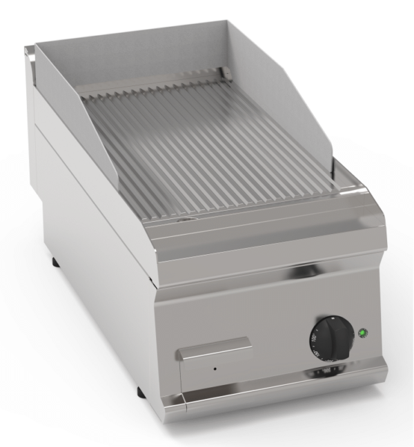 Elektro-Grillplatte gerillt hartverchromt matt gebürstet 1 Heizzone Tischgerät