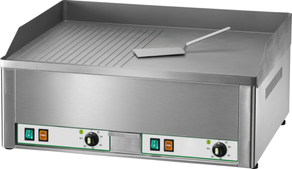 Elektro-Grillplatte 6kW 2 Heizzonen 1/2 glatt + 1/2 gerillt