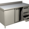 Arbeitsschrank mit Schiebetüren, Schubladen und Aufkantung B 160cm x T 60cm