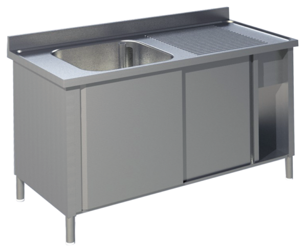 Spülschrank mit Schiebetüren B 120cm - Becken links