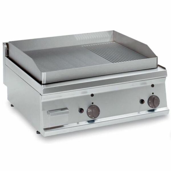 Gas-Grillplatte 2 Heizonen 2/3 glatt + 1/3 gerillt, hartverchromt, Tischgerät – Bild 2